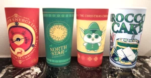set of 4 CHRISTMAS CHRONICLES plastic CUPS tumblers holographic NETFLIX NEW - Picture 1 of 3