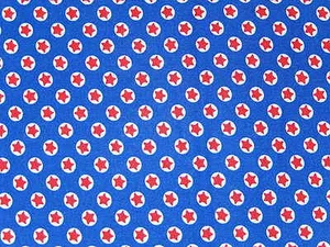 PATRIOTIC USA "FREEDOM" BY KAUFMAN RED STARS ON BLUE 100% Cotton Fabric HALF YD - Picture 1 of 4
