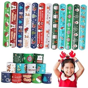 Christmas Slap Bracelets,Xmas Slap Wristbands Snata Claus Reindeer for - Picture 1 of 7