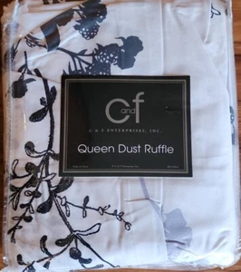 C&F Enterprises ~ 60" x 80" Queen ~ BLUE MAZARINE FLORAL ~ 14" Drop Bed Skirt - Picture 1 of 9