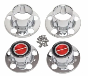 BRONCO II RANGER EXPLORER 4X4 Wheel Chrome Center Hub Cap RED Set w/ 2 OPEN - Picture 1 of 5