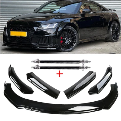 Front Bumper Lip Body Spoiler Splitter Glossy Black For Audi TTS Quattro Coupe Foto 1 de 4