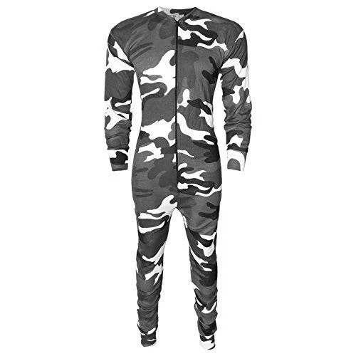 Mens Thermal All in One Underwear Set Baselayer Zip Ski Body Jumpsuits S-xxl White Camouflage L