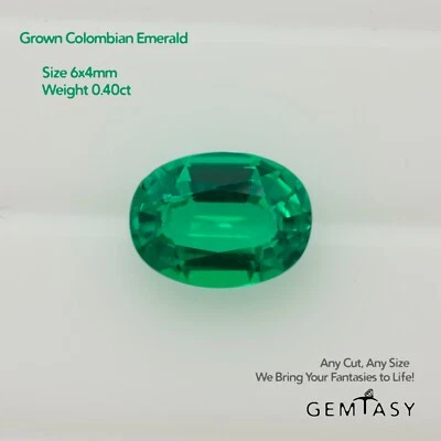 切石 - 翡翠哥伦比亚热液实验室种植,6x4 毫米 0.40-0.50 克拉 — 第 1/4 张图片