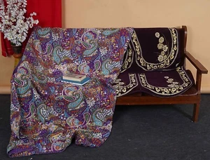 Paisley print cotton quilt bohemian style sofa throw lightweight bedspread - Picture 1 of 54