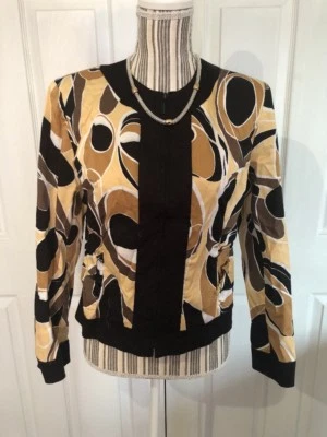 Blazer Maggy London Mujer Talla 6 Cachemira Lino Marrón Negro A9 Foto 1 de 4