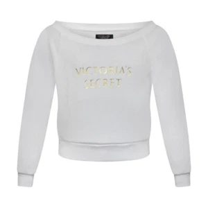 Victoria's Secret Off Shoulder Fleece White Womens Jumper - Choose Size - Picture 1 of 3