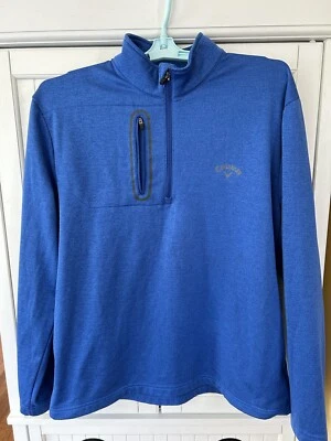 Sudadera Callaway Para Hombres Talla Grande 1/4 Cremallera Golf Pullover Azul Logo Cremallera Bolsillo Foto 1 de 4