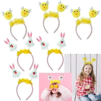 Universal Size Easter Chick and Rabbit Head Boppers With Fur Kids Party Headwear - Image 1 of 2