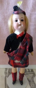 CUTE 9" Heubach Koppelsdorf Bisque Compo Doll #250 14/0 Scottish Kilt/Outfit EUC - Picture 1 of 12