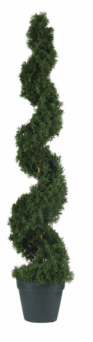 Nearly Natural 4' Artificial Cedar Spiral Topiary Tree - UV Rated For Indoor/Outdoor Use