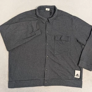 Adidas Valentine's Day Jacket IL8292 Grey Size L Big Heart Snap Button Up - Picture 1 of 10