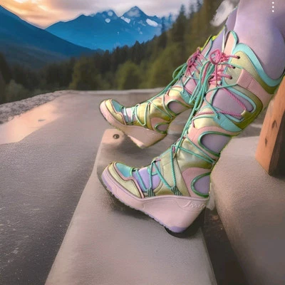 Irregular Choice Touch Down Dorado Multi Cuña Tacones Nuevo en Caja Soldout Uk7/40 Foto 1 de 4