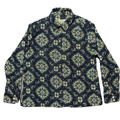 Camisa para mujer La Cabana con botones estampado cachemir azul marino manga larga talla XL Foto 1 de 4