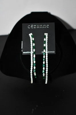 Cezanne Dangling 双水晶和绿色耳环 全新带标签 — 第 1/3 张图片