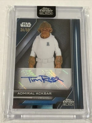 2023 Topps Chrome Black Star Wars Tim Rose Admiral Ackbar BLUE Auto #d 34/50 - Image 1 of 4