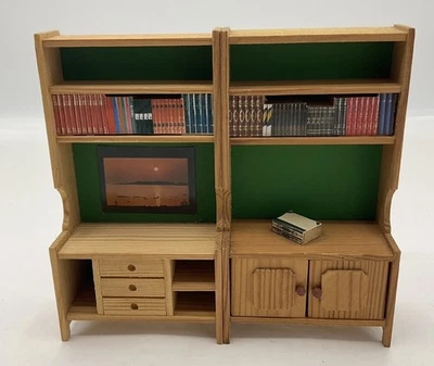 Two Vintage Lundby Dolls House Wooden Bookcases  (VEC/95) - Image 1 of 4