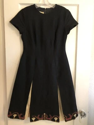 Vestido Vintage Couture Nikos And Takis Años 60 Grecia Negro Panelado Bordado Pequeño Foto 1 de 4