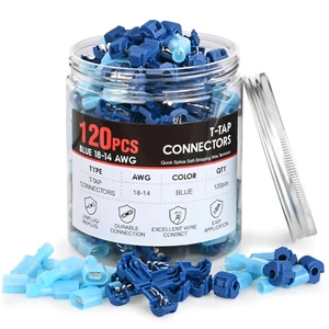 120PC Quick Splice Disconnect Wire Terminals T-Tap Connectors16-14 AWG Insulated - Picture 1 of 13
