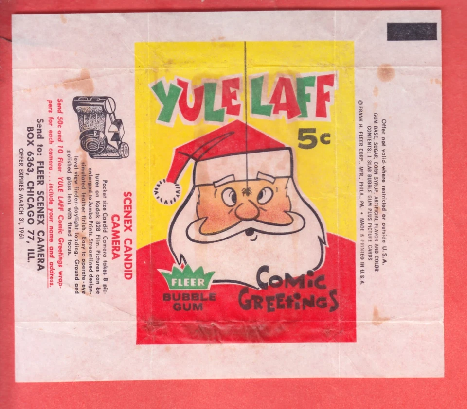 1960   FLEER   YULE LAFF   5 CENT     WRAPPER    EX - Image 1 of 1