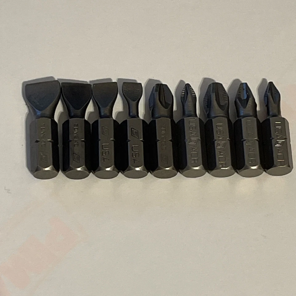 Snap On Genuine Screwdriver Bit X9 Phillips 1,2,3 Pozi 1,3 And 4 Flat NEW - Image 1 of 1