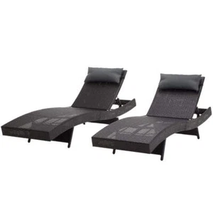 Gardeon 2PC Sun Lounge Wicker Lounger Outdoor Furniture Beach Chair Garden Adjus - Picture 1 of 8