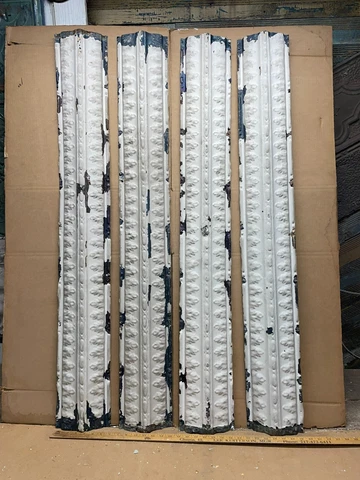 16' 4 pc 48" x 6.5" Border Molding Antique Ceiling Tin Vintage Reclaimed Salvage Cover