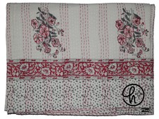 Home Bedding Coverlet Hand Block Printed Cotton Gudri Indian Handmade Bedspread 