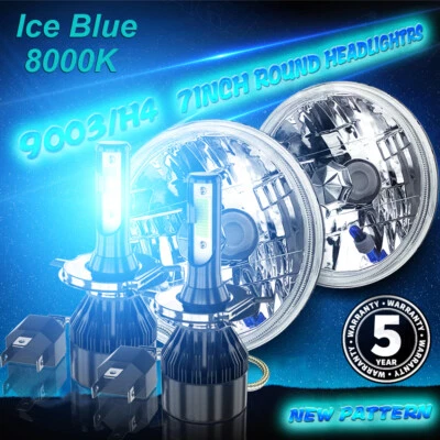 For Datsun 240Z 260Z 280Z Pair 7" Round LED Headlight DOT High Low Beam W/ H4 Foto 1 de 4