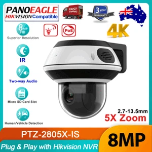 Hikvision Compatible 4K 8MP 5X Zoom IR POE PTZ IP Camera Two-Way Audio Outdoor - Picture 1 of 24