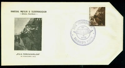1952 TRAIN,Railwayman Day,Railways,Trenno,Locomotive,Zug,Romania,Mi.1385,FDC - Image 1 of 2