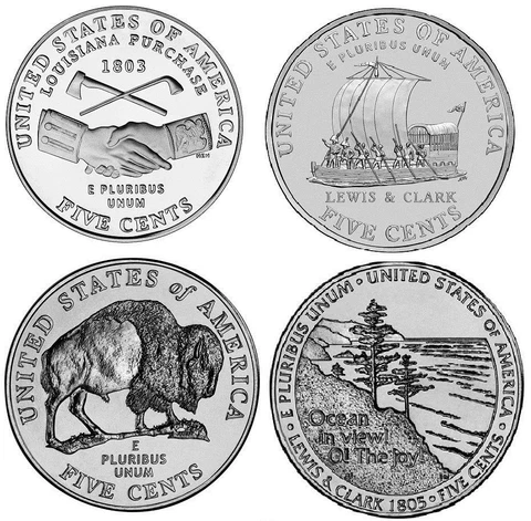 2004 - 2005 D Westward Journey Jefferson Nickels - BU (four coins) Cover