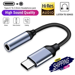 USB-C to 3.5mm Aux Jack Adapter Headphone Earphone Cable Cord For Samsung Phone - Picture 1 of 50