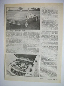 BILL PATTERSON HOLDEN VB COMMODORE TURBO MAGAZINE SPECIAL FEATURE ARTICLE - Picture 1 of 1