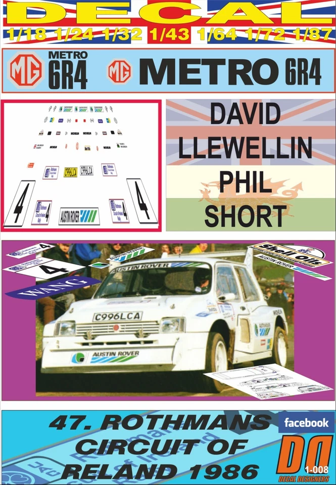 DECAL MG METRO 6R4 D. LLEWELLIN CIRCUIT OF IRELAND R. 1986 WINNER (06) - Image 1 of 1