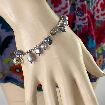 Brazalete Lucas Lameth LUC de plata de ley 925 con perlas y cuentas de cristal Foto 1 de 4