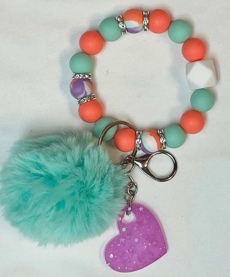 Adorable Llavero Pulsera Cuentas Silicona 15mm Con Bola Suave Foto 1 de 1