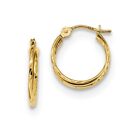 Real 14kt Yellow Gold Diamond Cut Polished Double Hoops Earrings