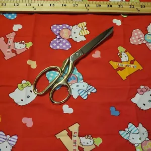 Hello Kitty Sanrio red cotton silk Polyamide fabric FQ Fat Quarter 18 X 22 - Picture 1 of 3