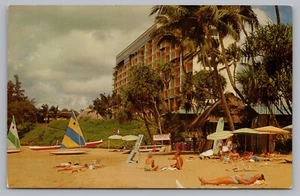 Postkarte Kauai Surf Resort Kalapaki Strand Hawaii unbesendet Sonnenfisch Boote - Bild 1 von 2