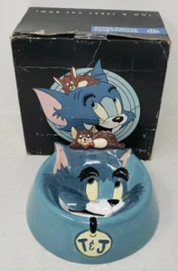 TOM & JERRY PET BOWL 1997 Warner Bros Cartoon Network Cerámica Personaje Gato Plato - Imagen 1 de 22