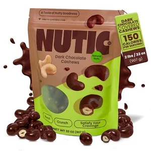 Nutic Dark Chocolate Covered Cashews - 2 Lb Irresistibly Rich Dark Chocolate ... - Picture 1 of 6