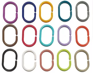 Kunststoff Duschvorhang C-Ring 1 oder 12 Haken Stangen & Stange bis 29 mm Set Pack - Bild 1 von 17