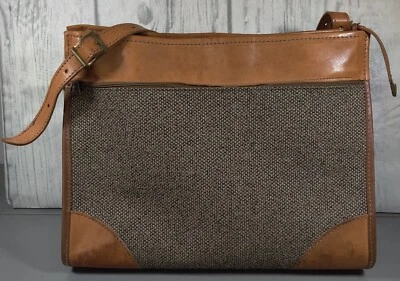 Bolso de fin de semana Hartman vintage de tweed y cuero con correa para el hombro de 17 pulgadas Foto 1 de 4