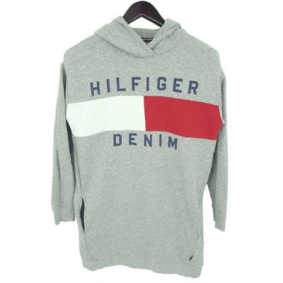 Tommy Hilfiger Sudadera con Capucha Para Hombre Pequeña Bloque de Color Gris Suéter Bolsillos Sudadera Foto 1 de 4