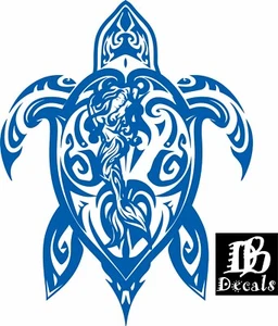 Tribal Sea Turtle Mermaid Ocean Fish Fishing Boat Car Window Vinyl Decal Sticker - Foto 1 di 1