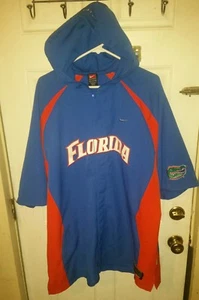 NIKE TEAM DRI FIT FLORIDA GATORS BUTTON UP SHORT SLEEVE HOODED WARM UP 2XL XXL - Picture 1 of 4