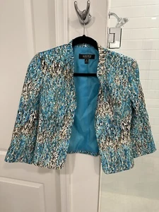 Kasper Blue Floral Coat - Picture 1 of 2