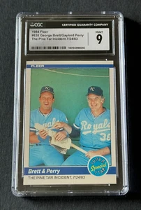 1984 Fleer #638 George Brett PINE TAR 7/24 INCIDENT Gaylord Perry HOF Card CGC 9 - Picture 1 of 7