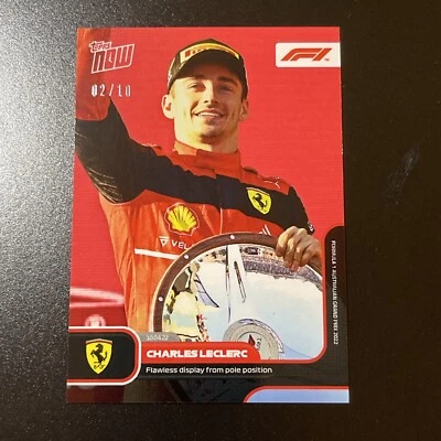 2022 Topps Now F1 #9 CHARLES LECLERC FERRARI RED PARALLEL 2/10 - Image 1 of 4